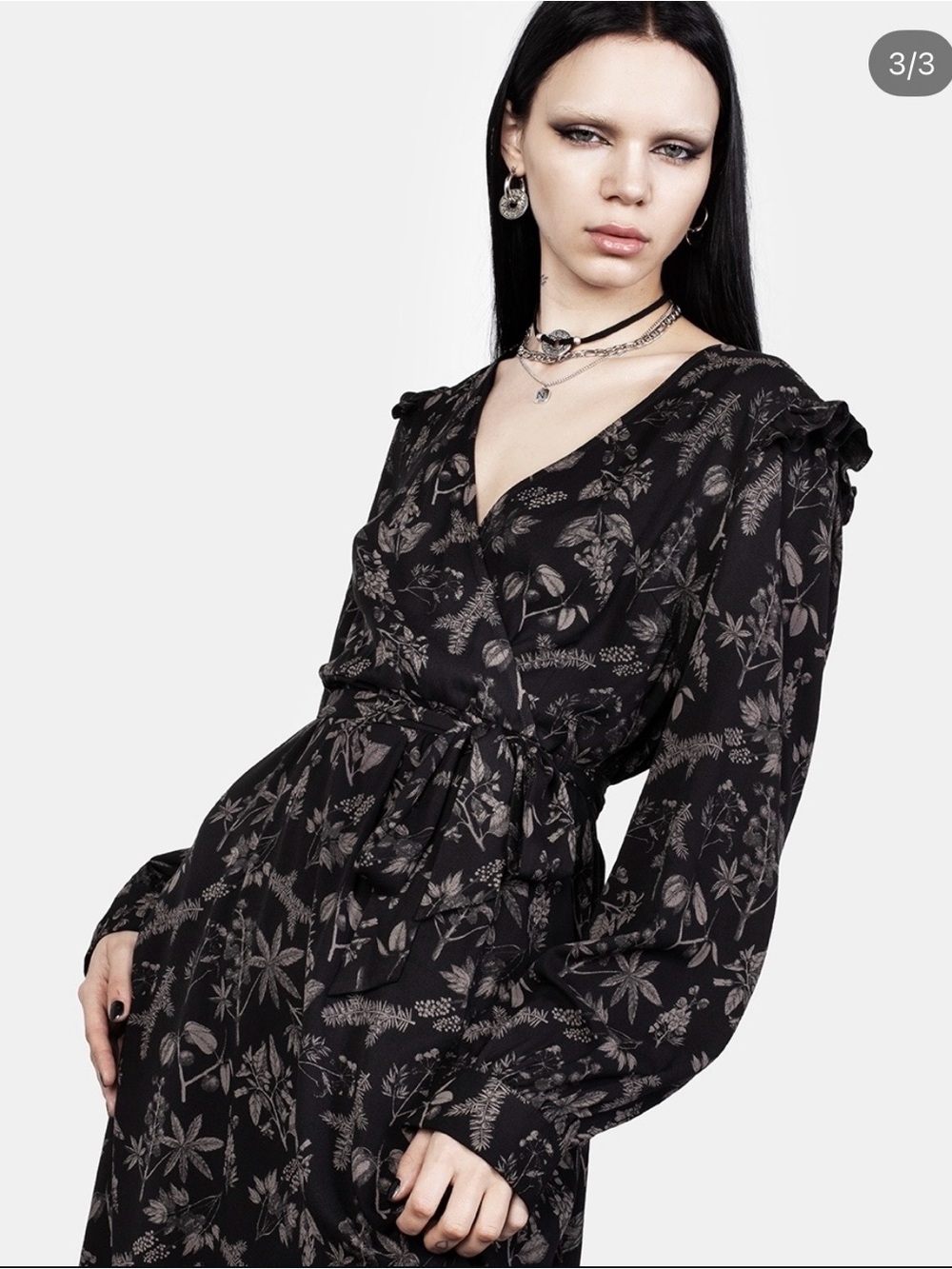 Disturbia Poisonous Plants midi faux wrap dress size 14 NWT - Picture 2 of 6